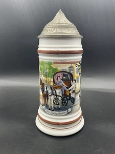 Vintage BMF West Germany Beer Stein Die Hochzeitsreise Floral Horse Carriage (S) - Picture 1 of 24