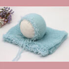 Newborn Studio Photography Props Baby Blanket Swaddling Wrap Mohair Hat Yarn Set