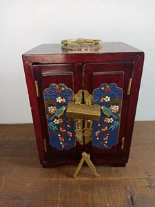 JOYERO CHINO VINTAGE ESMALTE CLOISONÉ CON CERRADURA Y LLAVE - Imagen 1 de 15