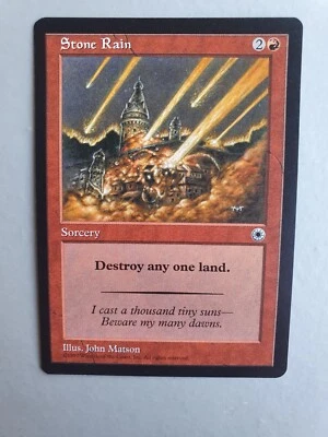 Stone Rain , MTG Portal (1997) Common Red Sorcery NM - Image 1 of 2