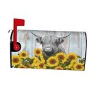 Magnetic Mailbox Cover Highland Cow with Sunflowers Cattle Mailboxcovers-1