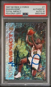 Shawn Kemp Signed 1997 Skybox Z-Force Total Impact #7 - Auto Gem Mint 10! (PSA) - Picture 1 of 2