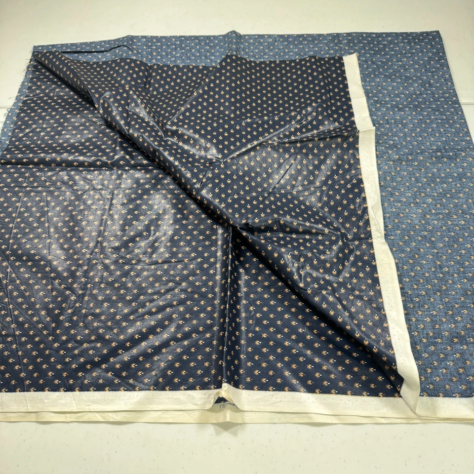 Tela tapicería dupont vintage azul floral algodón 63x54 1,75 yardas Foto 1 de 4