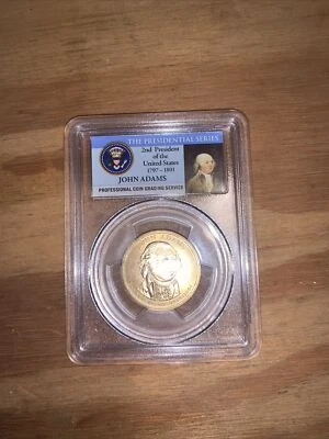 2007 PCGS MS67 John Adams Obverse Die Gouge  Mint Error Rare Satin Finish Pos. A - Image 1 of 4