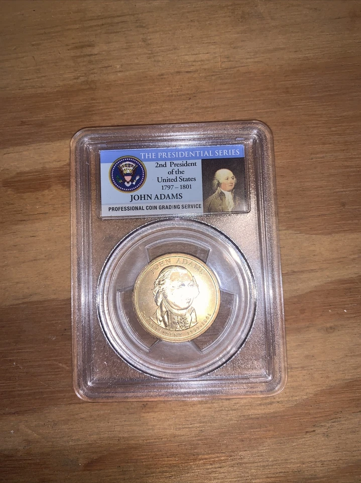 2007 PCGS MS67 John Adams Obverse Die Gouge  Mint Error Rare Satin Finish Pos. A - Image 1 of 4