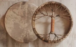 Handcrafted Shaman Drum 16" 20" 24" Goat Skin, Viking Leather Style - Native - Picture 1 of 11