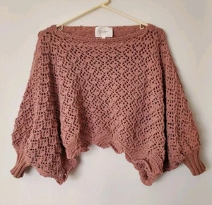 Jessica Simpson Damen Gr. XS Dusty Rose offener Strick Crop Pullover Dolmanärmel - Bild 1 von 4