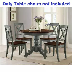 Farmhouse Dining Table Round French Country Kitchen Rustic Dinning Blue Green - Picture 1 of 8