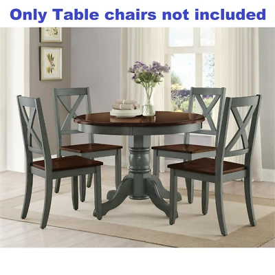 Mesa de comedor redonda de granja cocina rural francesa comedor rústico azul verde Foto 1 de 4