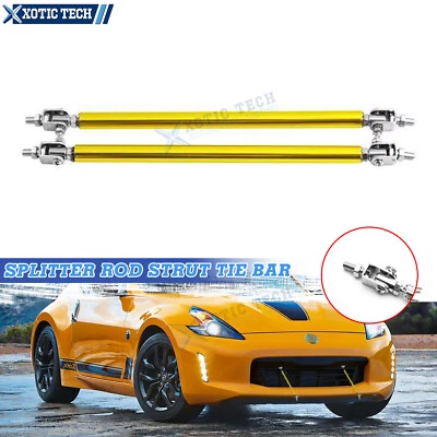 Adjustable 6''-9'' Gold Sporty Front Bumper Strut Rod Tie Stabilizer Bar 2Pcs - Image 1 of 4