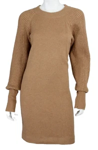 CHANEL Vintage Pulloverkleid braun Kamelhaar Strick gerippt Raglanärmel M - Bild 1 von 7