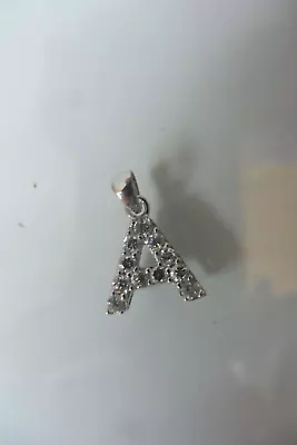 Elegante Pendente, Lettera: A, 925 Argento Con Pietre Tagliate - Immagine 1 di 4
