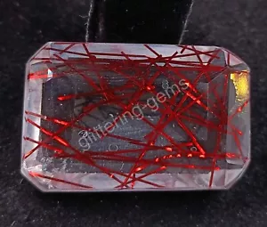 102.80 Ct Emerald Cut Red Rutilated Quartz Certified Transparent Loose Gems M25 - Picture 1 of 8