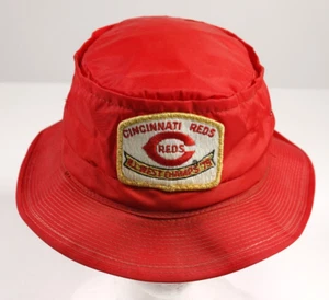 1979 Cincinnati Reds Derby Roll-Up Hat Sz 7 1/8 NL Champions Patch Vintage - Picture 1 of 6