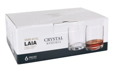 6x Bohemia Crystal Whisky Glasses Tumblers 410ml gift box Laia - Image 1 of 4
