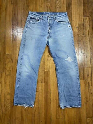 Levi's 501xx Made In USA Jeans 32 x 28 distressed faded grunge light wash 80s - Image 1 of 4