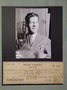 RUDY VALLEE VINTAGE SIGNED CHECK AUTOGRAPHED ENDORSED BY ANGELO SANTOS - Picture 1 of 2