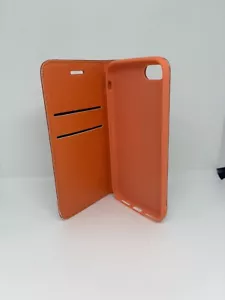 Custodia portafoglio antiurto compatibile con iPhone se(2022)8/7 arancione vera pelle - Foto 1 di 4