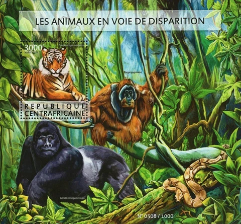 Endangered Species Stamp Gorilla Beringei Panthera Tigris S/S #5654 / Bl.1352 Cover