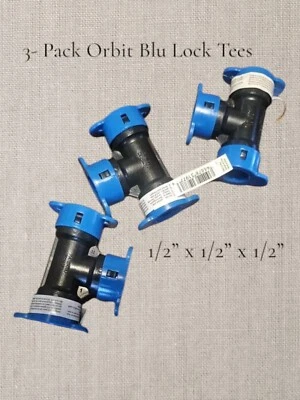 3- Pack | Orbit Blu Lock 1/2 x 1/2 x 1/2 Tee Push to Connect Swing Pipe Adapter - Image 1 of 4