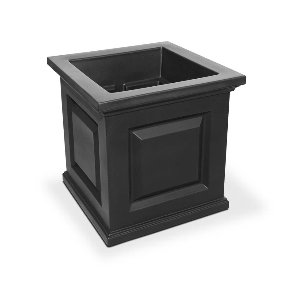 Mayne Planter Self Watering Nantucket Square Double Walled Plastic Black 16 in. - Image 1 of 1