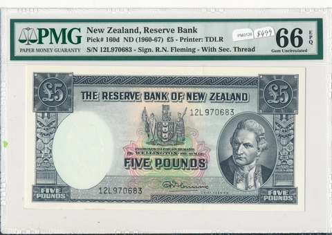 New Zealand 1960 ~7 5 Pound PMG GEM UNCIRCULATED 66 EPQ PM0126 pick# 160d combin Cover