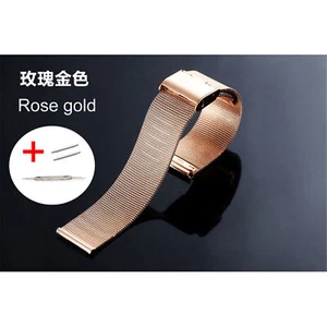 8mm-24mm Meshed Loop Metal Band Mesh Watch Strap Stainless Steel Bracelet w Pins - Picture 1 of 21