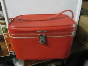 Vintage Zugkoffer Sears Featherlite rot Kosmetikkoffer Top Zustand - ohne Schlüssel - Bild 1 von 19