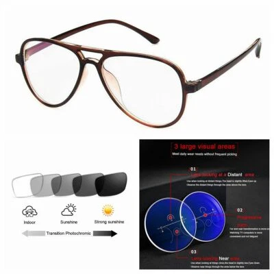 Multifocal Progressive Double Beam Sport Varifocal Photochromic Reading Glass
