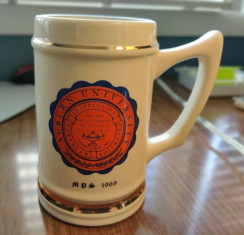 Vintage Auburn University Fraternities White Beer Mug Stein Balfour Cover