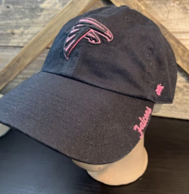 Women's ‘47 Atlanta Falcons Cap Hat NFL Black Adjustable Strap Pink Highlights - Image 1 of 4