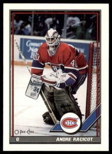 1991-92 O-Pee-Chee Andre Racicot RC Montreal Canadiens #450