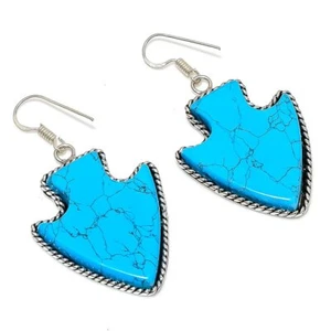 Santa Rosa Turquoise Gemstone 925 Sterling Silver Jewelry Earring 2.17" V817 - Picture 1 of 5