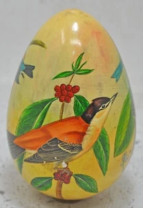 Vintage Bois Grand Œuf Décoratifs Figurine Original Main Sculpté Très Fin - Picture 1 of 5