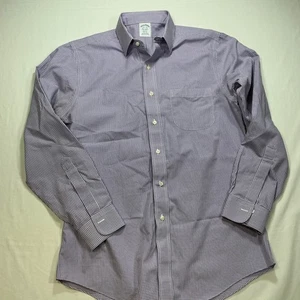 Brooks Brothers Regent Fit Purple Gingham Dress Shirt Men's 15 1/2 35 - Picture 1 of 12