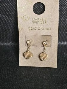 M&S Gold Plated Earrings New - Picture 1 of 6