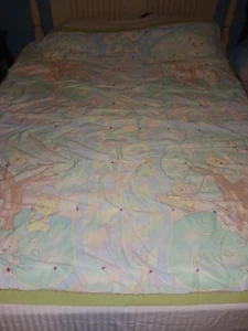 Vintage Handmade Twin Coverlet Hand Tied Cats Dogs Bears Tree 58" X 76" - Picture 1 of 8