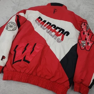 Vintage 90's Wisconsin Badgers Pro Player Men's L Embroidered Logo Winter Jacket - Picture 1 of 18