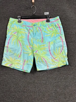 Bermudas Lilly Pulitzer Resort talla 16 para mujer verde rosa estampado de palmeras 9" Foto 1 de 4