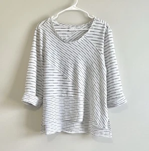 Habitat Clothes to Live In top donna fantasia righe pieghe bianco taglia media - Foto 1 di 5