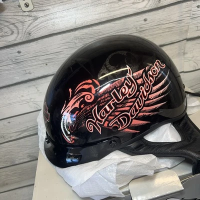 Medio casco Harley Davidson medio con letras negras y rosas para mujer 92736-14VW Foto 1 de 4