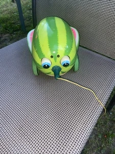 Vintage 1965 Cragstan Wacky Melon Pull Toy Trippy Watermelon - Bild 1 von 10