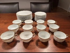Kaffeeservice Weimar Porzellan Antik Vintage Goldrand 36 Teile - Bild 1 von 10