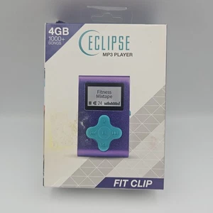 MP3 Player Eclipse Fit Clip 4GB Purple & Turquoise with Headphone Jack - Picture 1 of 7