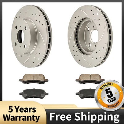 Kit de almohadillas de cerámica de rotores ranurados perforados delanteros para 98 02 Toyota Corolla Prizm Foto 1 de 4