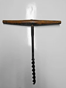 Vintage/Antik 13" T-Griff Erdbohrer Handbohrer Holzwerkzeug gestempelt #3 und markiert - Bild 1 von 8