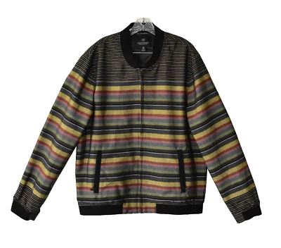 B5 NEW SCOTCH & SODA Black Multi Color Poly/Cotton Stripe Bomber Jacket Size XXL - Image 1 of 4