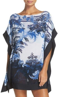 TED BAKER Vestido Caftán Azul Persa Barroco Estampado Floral Playa Natación S Foto 1 de 4