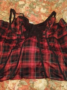 6X 30W Torrid Red Plaid Bodysuit Underwire Lingerie Punk Snaps Lace Cutout Pipin - Picture 1 of 4