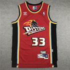 Retro Grant Hill #33 Detroit Pistons Basketball Jerseys Stitched Red-*